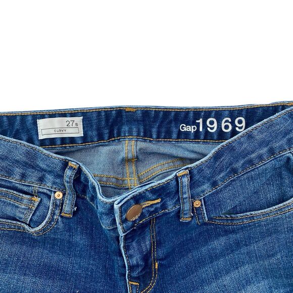 Gap 1969 Curvy Bootcut Jeans Low Rise Stretch Blue Womens 27 Short - Picture 3 of 10
